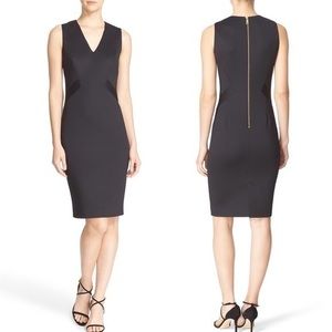 TED BAKER AALEYAD OTTOMAN NEOPRENE SHEATH DRESS.